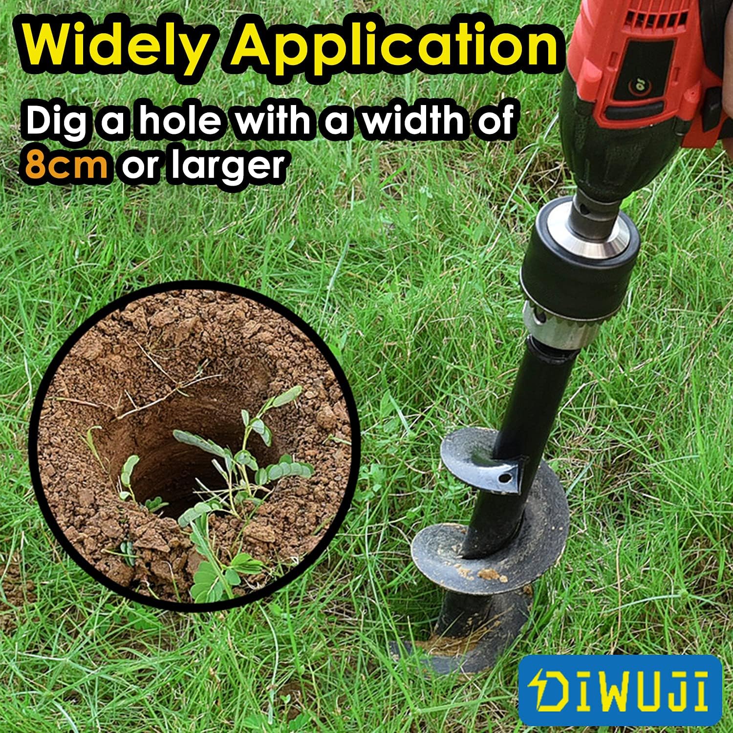 TCBWFY 4 Pack Garden Auger Spiral Drill Bits – Heavy Duty Steel,Corrosion Resistant – Perfect For Post Holes,Earth & Lawn Augering,Planting Bulbs & Trees - View #11